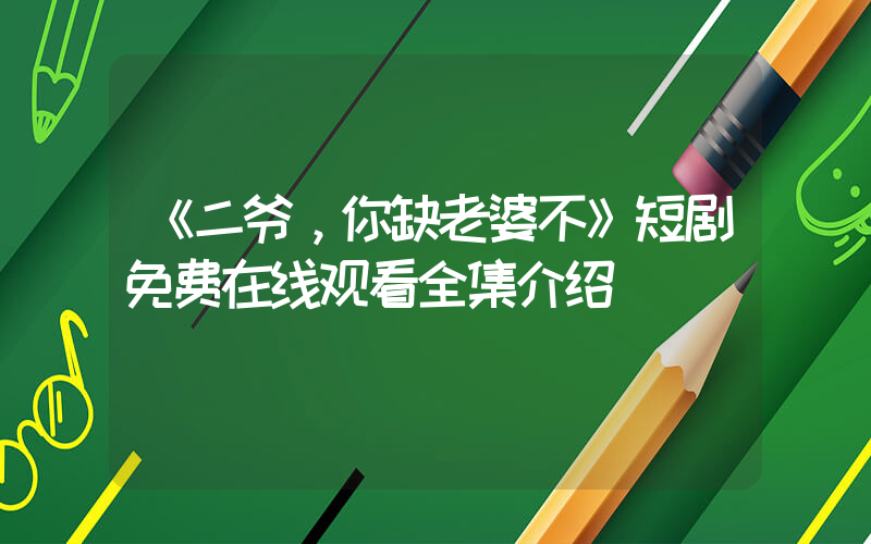《二爷，你缺老婆不》短剧免费在线观看全集介绍插图