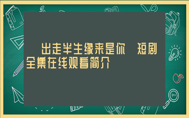 《出走半生缘来是你》短剧全集在线观看简介插图