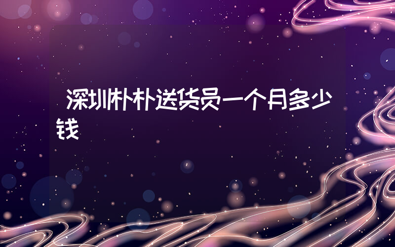 深圳朴朴送货员一个月多少钱插图
