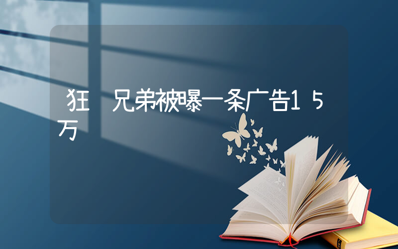 狂飙兄弟被曝一条广告15万插图