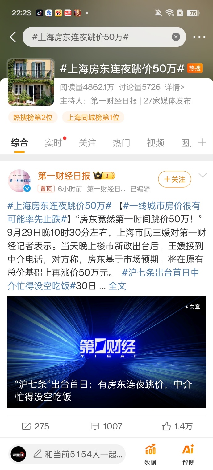 上海有房东跳价50万看房的慌了