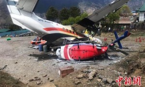 尼泊尔一飞机在机场坠毁 22人丧生