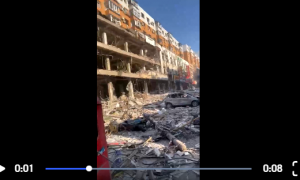 辽宁一门面房爆炸 现场有人倒地